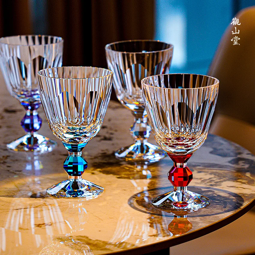YFY light luxury crystal  high-end retro color wine  red wine  champagne glass crystal handicraft