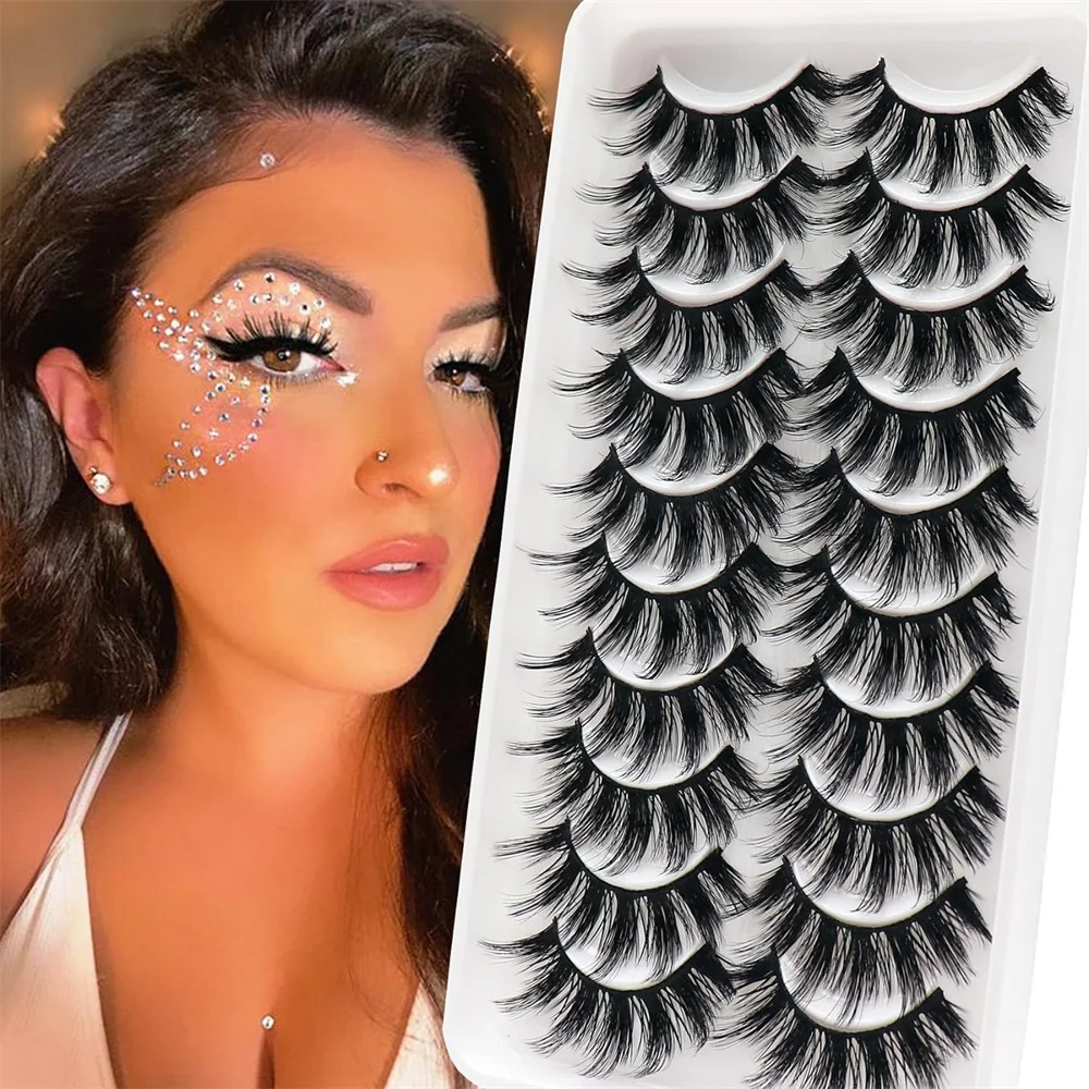 푹신한 속눈썹이 있는 3D 인조 속눈썹 세트 10쌍, 길이 18mm, 자연스러운 인조 속눈썹 아이 메이크업