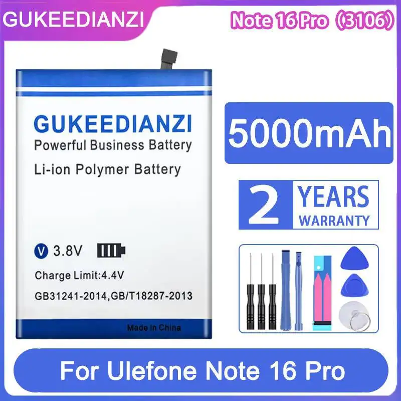 

Аккумулятор для мобильного телефона Ulefone Note 16 Pro Pro 3106, 5000 мАч, высокая емкость