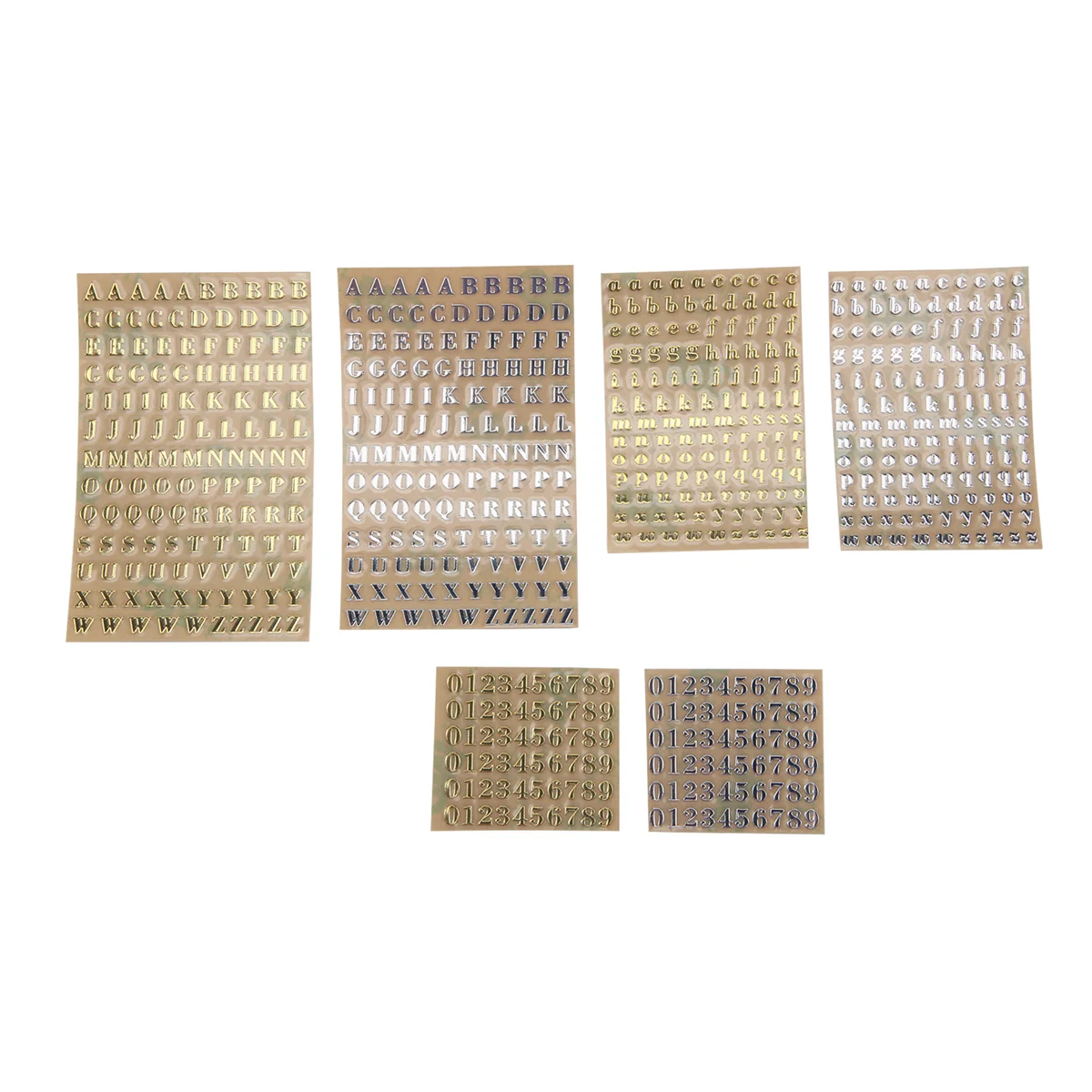 A98U 6 Sheets Small 0.12 Inch Alphabet Number Stickers Glitter Alloy Self Adhesive Letters Stickers Gold/Silver (3mm)