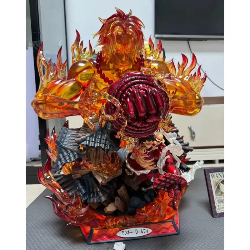 48cm One Piece Famous Scene Decisive Battle On Top Ace Protects Luffy Pirates High Quality Exquisite Figures Model Ornaments