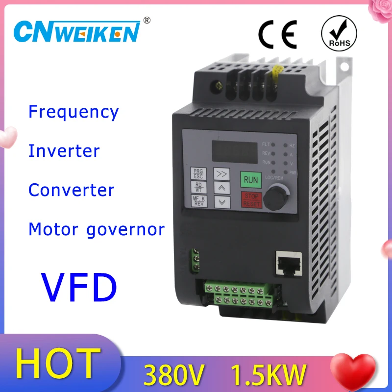 

VFD AC 380V 1.5KW/2.2KW/4KW/5.5KW/7.5KW Vector Variable Frequency Drive 3Phase 380V Input output Speed Controller Inverter Motor