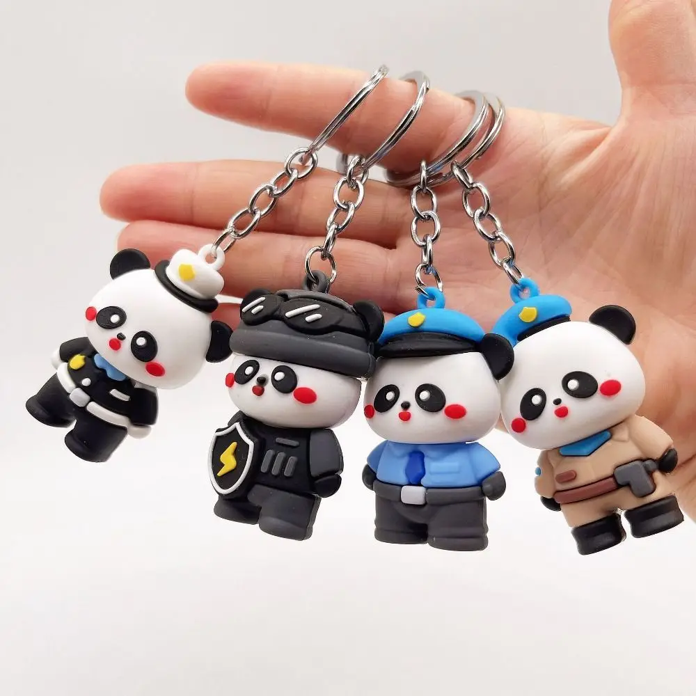 

Panda Panda Police Keychain PVC Animal Panda Police Car Key Pendant Cartoon Jewelry Gift Cartoon Panda Police Key Ring