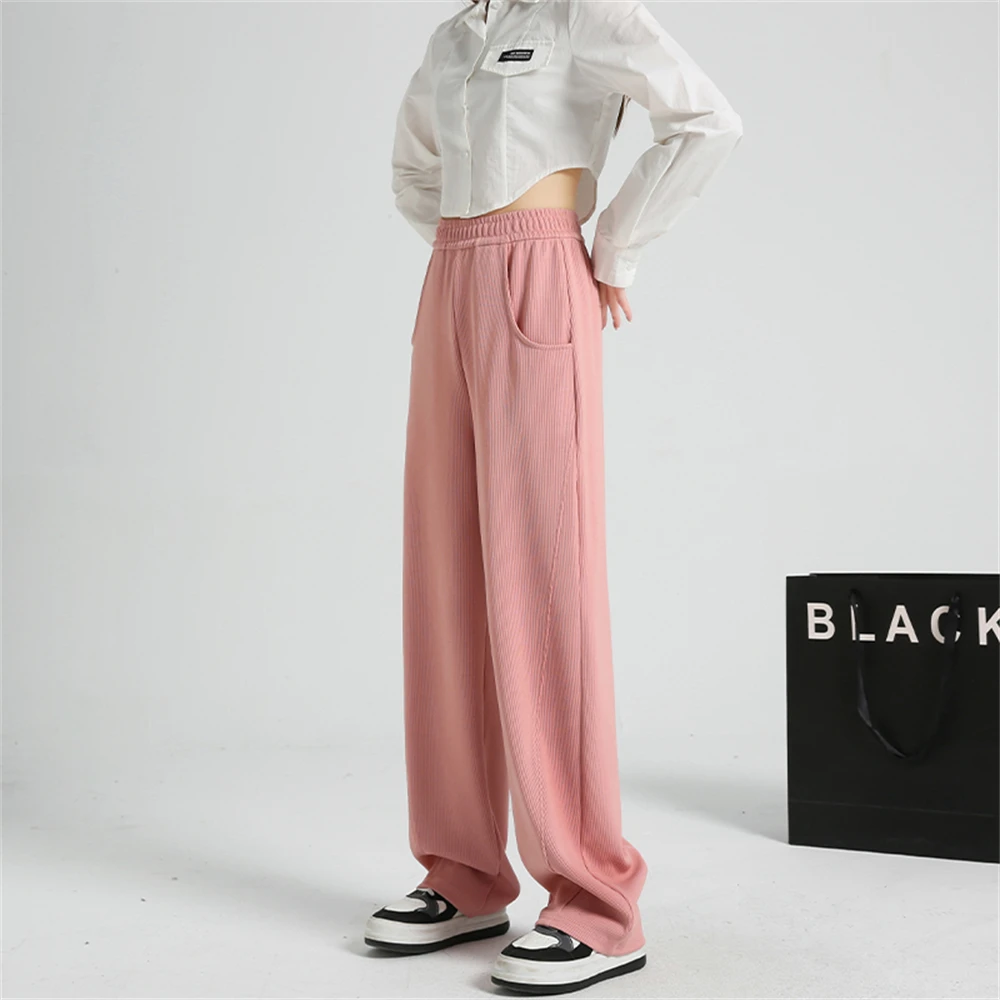 

Свободные вязаные брюки-бананы с текстурой Dstring и полосками Air Pit, повседневные, свободного кроя, женские, осенние, для работы и отдыха