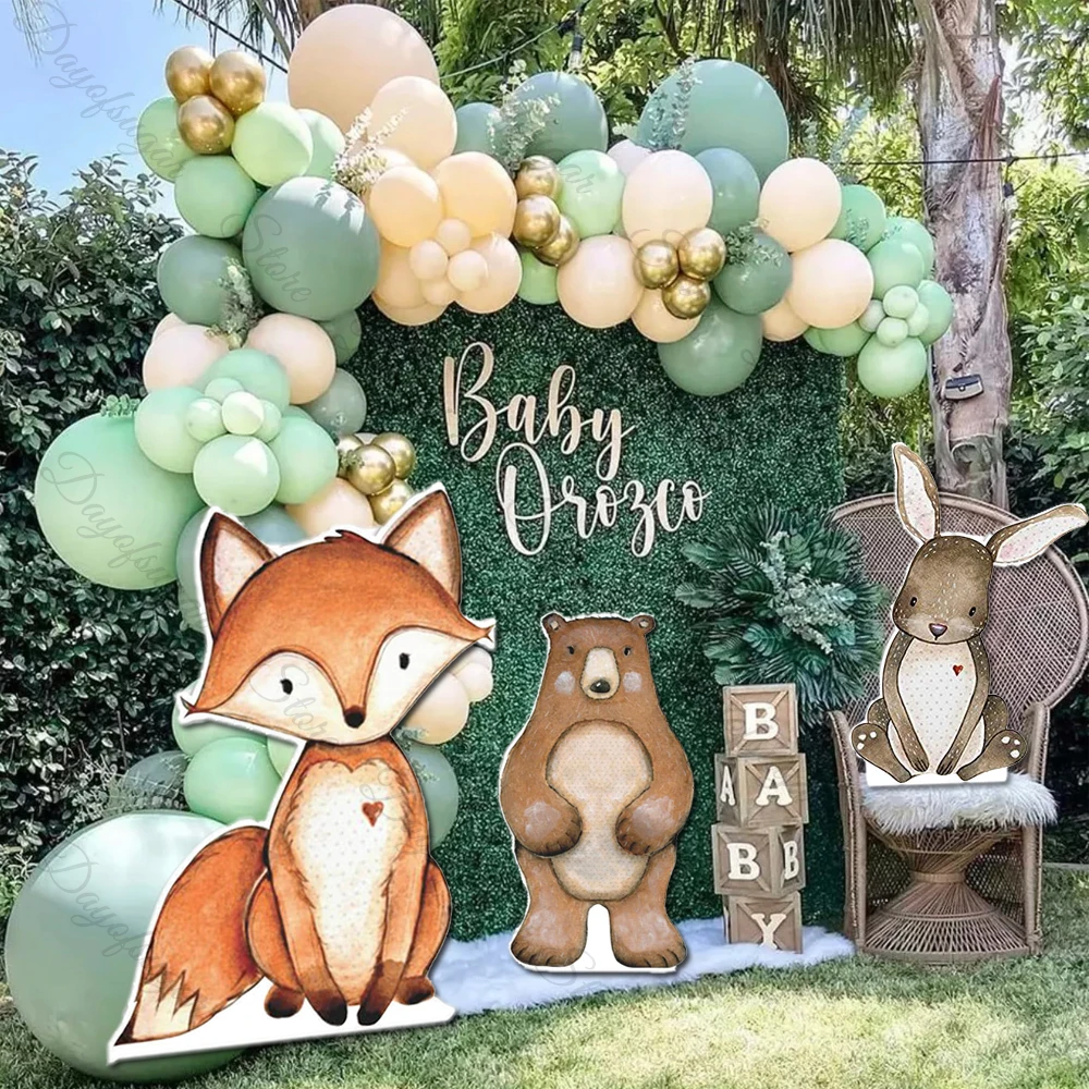 Jungle Animals Cutouts  18/36Inch Fox Rabbit Raccoon Cutout Mosaic Board for Jungle Animal Birthday Baby Shower Backdrop Decor