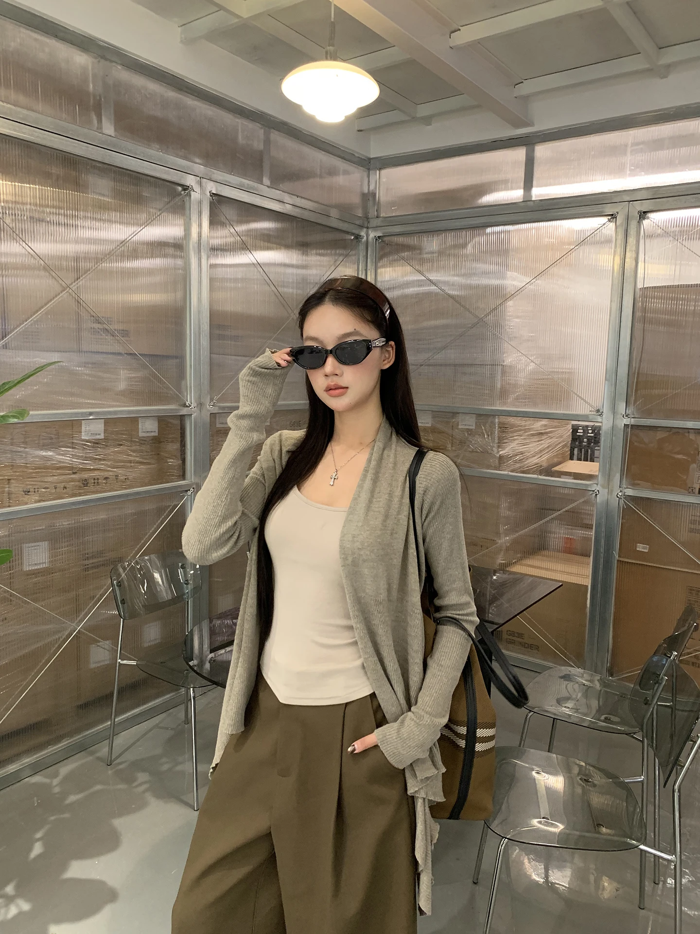 

Lazy Sle Knitted Open Cardigan Women's Korean Aosphere Early Autumn Clothing 2025 New Top Sweater Coat for Young Girls