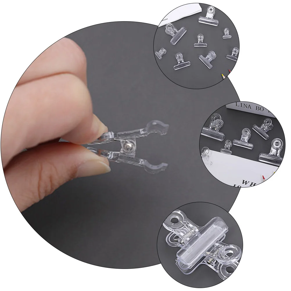 10pcs Plastic Transparent File Clips For Binder Paper Clamps Fixing Cards Bills Notes Office Supplies School Stationery