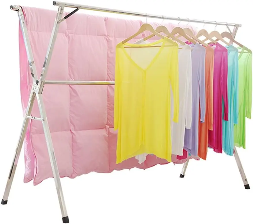 

Collapsible Heavy Duty Clothes Drying Rack, Adjustable Length for Indoor Outdoor Use, Space Saving Foldable Design