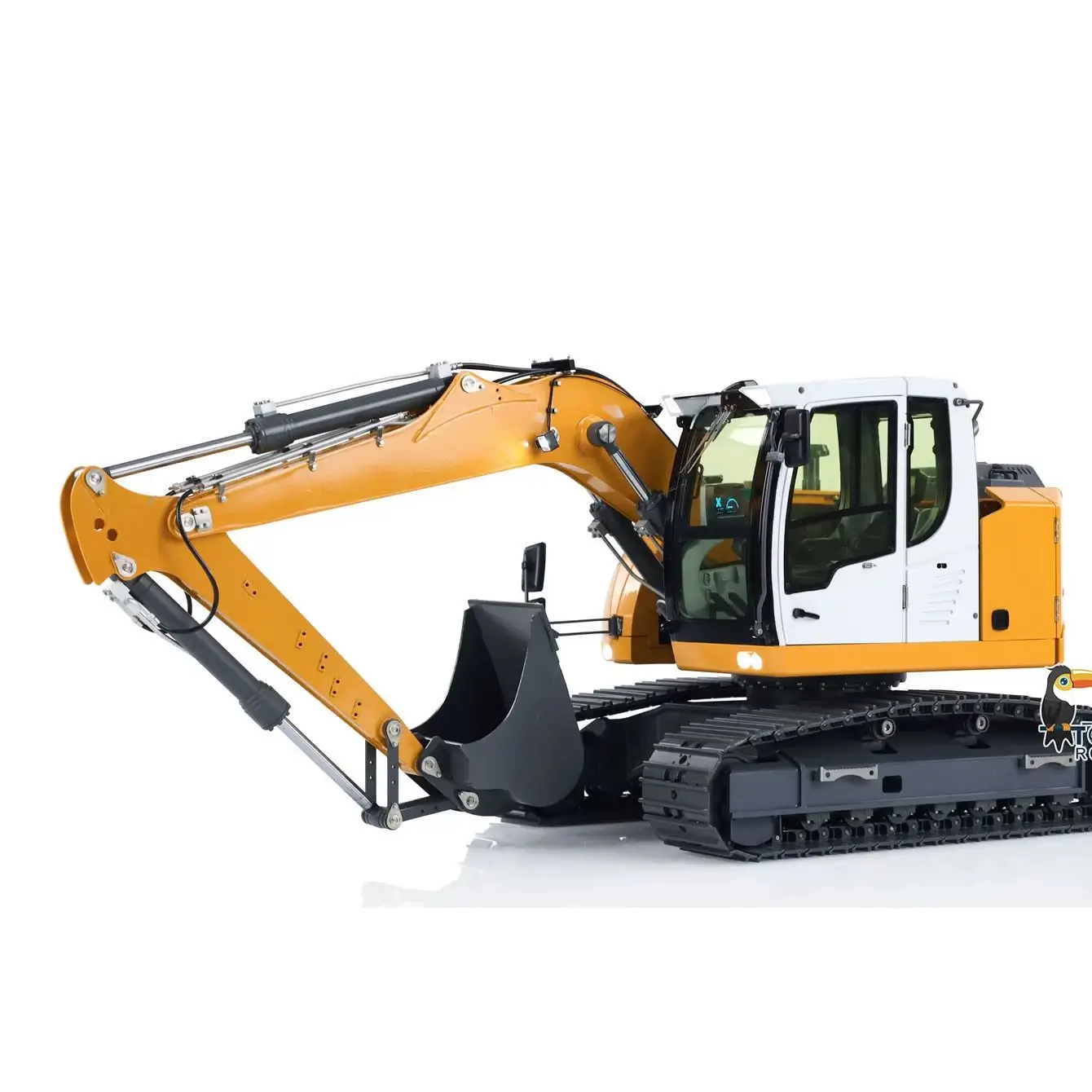 R920 JDM-208 Metal RC Hydraulic Excavator Remote Control Digger 1/14 Model Sound Light Hydraulic System with 3-ways Reversing Valve