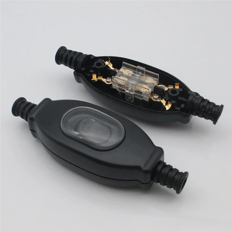 AT44-4X 3A 250V 8Mm Waterproof In Line Switch Cord Switch IP65 Round Wire Silver Contact Double Cut Switch Dust Switch
