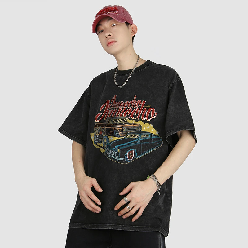 

Men Tshirt Streetwear Funny Cartoon Car Printing Short Sleeve T-Shirts Harajuku Fashion Summer Casual Loose Couple Tee Tops New