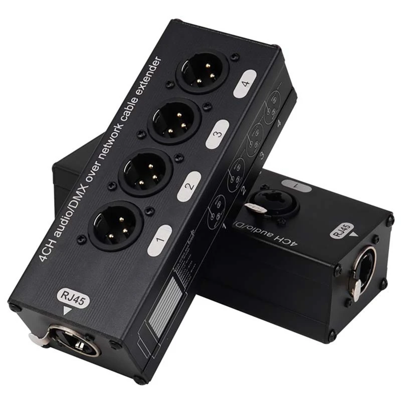 1Pair 4-Channel 3-Pin XLR Or 6.3Mm Audio And DMX Over Network Cable Extender, XLR Audio Network Extender Male+ Female