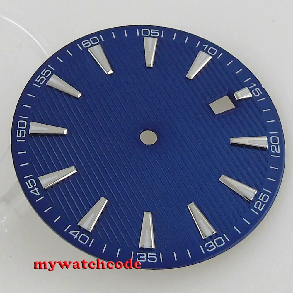 Esfera de reloj blanca y negra azul de 33,5mm para movimiento japonés NH35 NH36 (esfera + manecillas)