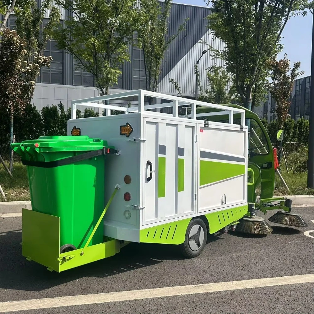 New Electric 4300W 48-60V Ride-On Leaf Collector Machine Four Side Brushes Vacuum Water Spraying Sweeper Municipal Park Street