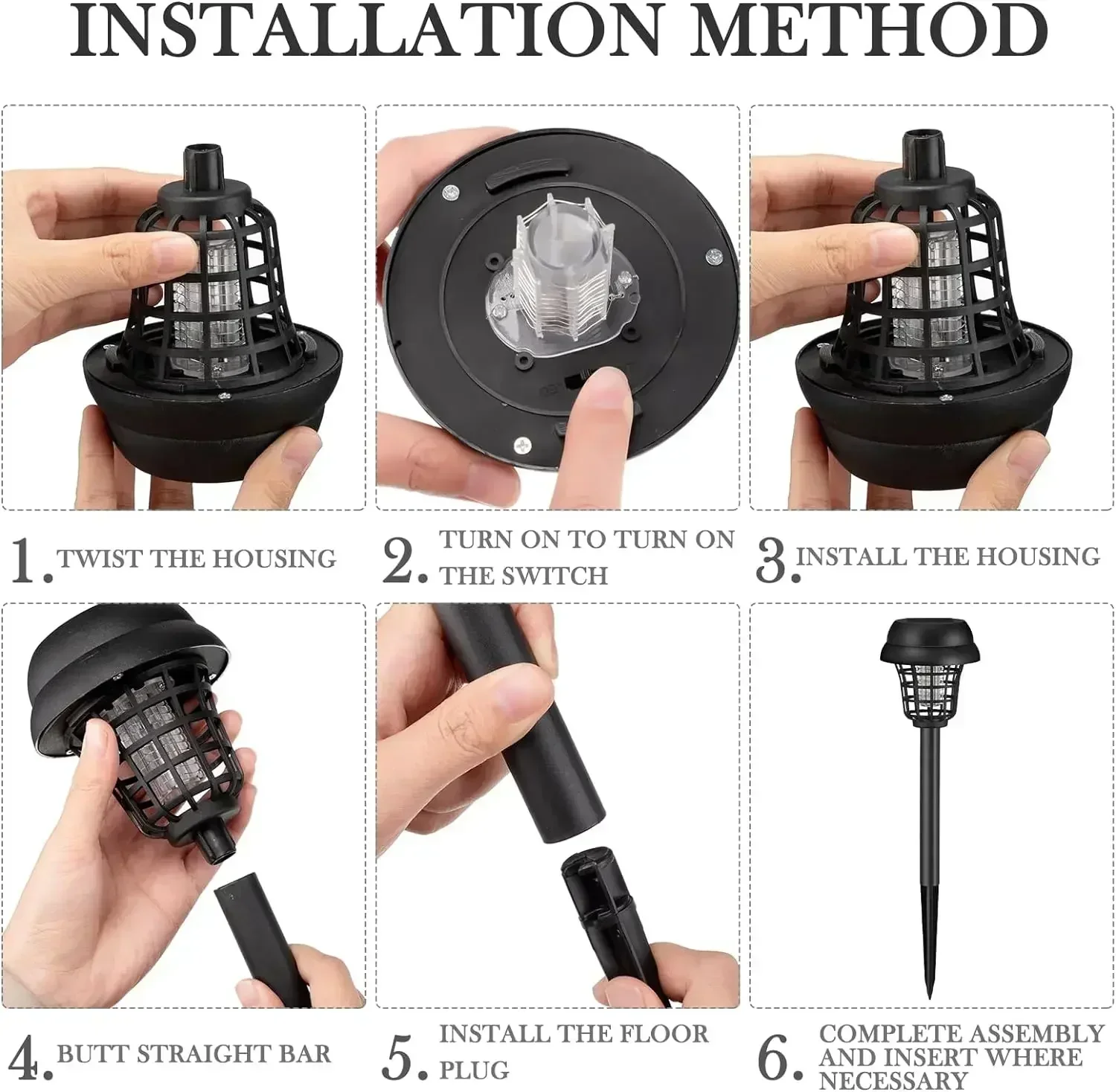 Solar Mosquito Killer With 2 Light Mode Outdoor Waterproof Led Light Bug Zapper Mosquito Trap Lamps For Garden Lawn Camping