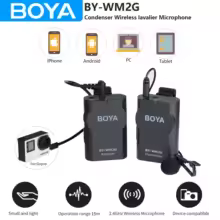 BOYA BY-WM2G Wireless Lapel Microphone for iPhone Smartphone Android PC Laptop GoPro Hero 3+ 4 3 Youtube Recording Streaming