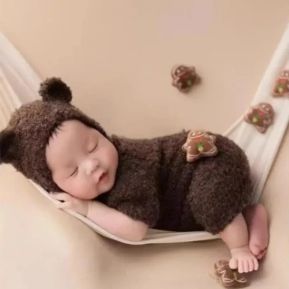 

Neonatal Clothing Baby Photo Props Brown Bear Hat Jumpsuit Photography Clothing Baby Photo