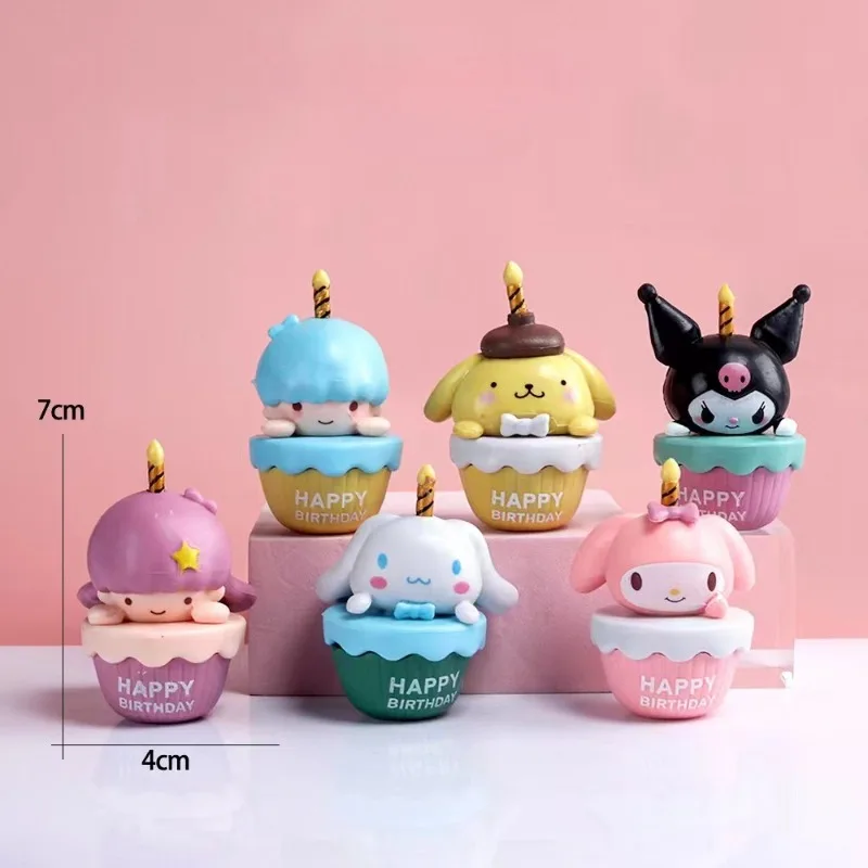 Sanrio Kuromi Decoração Boneca, Figuras Anime, Hello Kitty Cinnamoroll, Q Figural, Modelo de Bolo de Mesa, Crianças Presentes de Aniversário