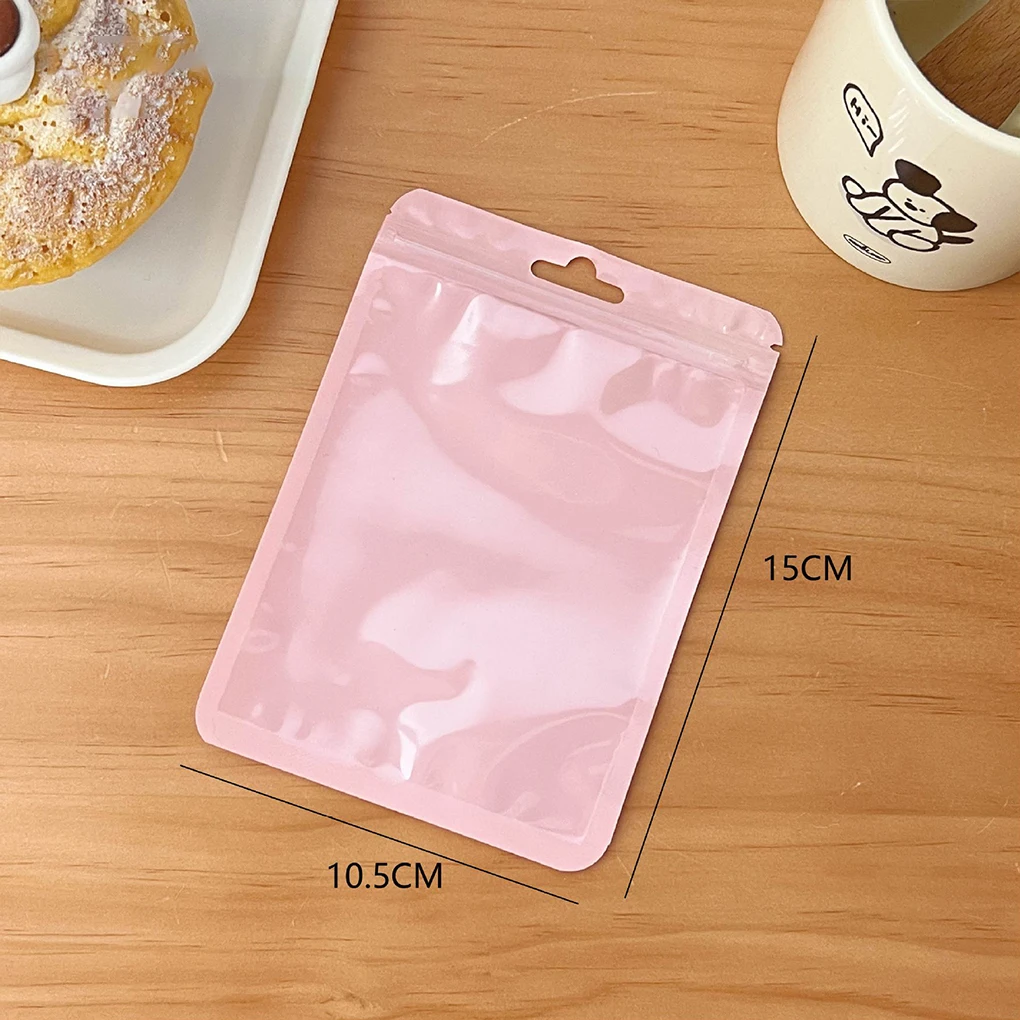 

100Pcs Bags Pouches Packaging Macaron Sealing Makeup Zipper Packing Transparent Clear Earring Bracelet Cutely Yellow