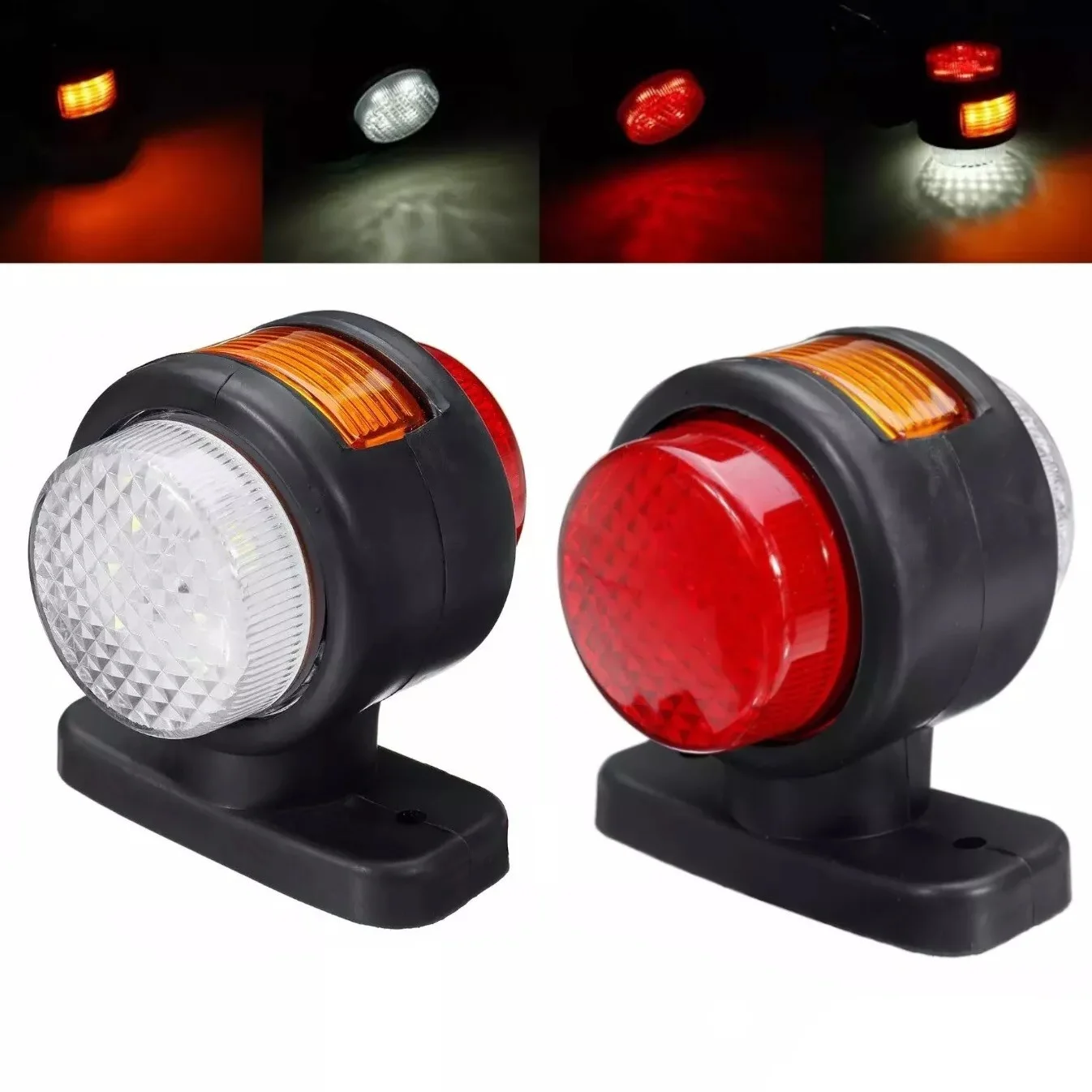 

2pcs Car Side Marker Lights Led Indicator Rubber Shockproof Lamp Black Plastic For Trailer Truck 12v Car Accessories
