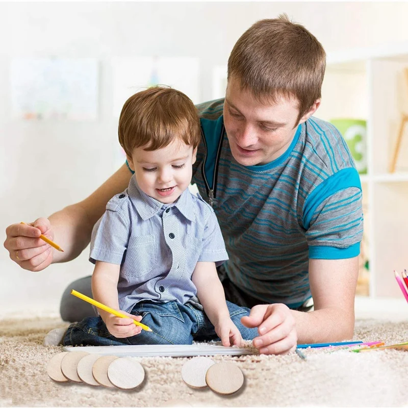 شرائح الخشب دائرة لم تنته ، قرص مستدير ، القواطع الخشبية الحلي ، رقاقة الخشب للحرف اليدوية ، 1.5 "، 200 قطعة