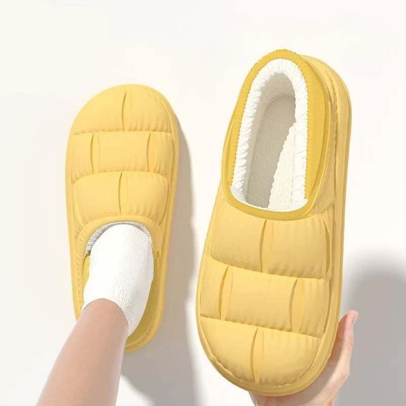 

Осень и зима ​ Водонепроницаемые хлопковые тапочки из ЭВА, нескользящая теплая домашняя обувь на флисовой подкладке, устойчивая к пятнам ​