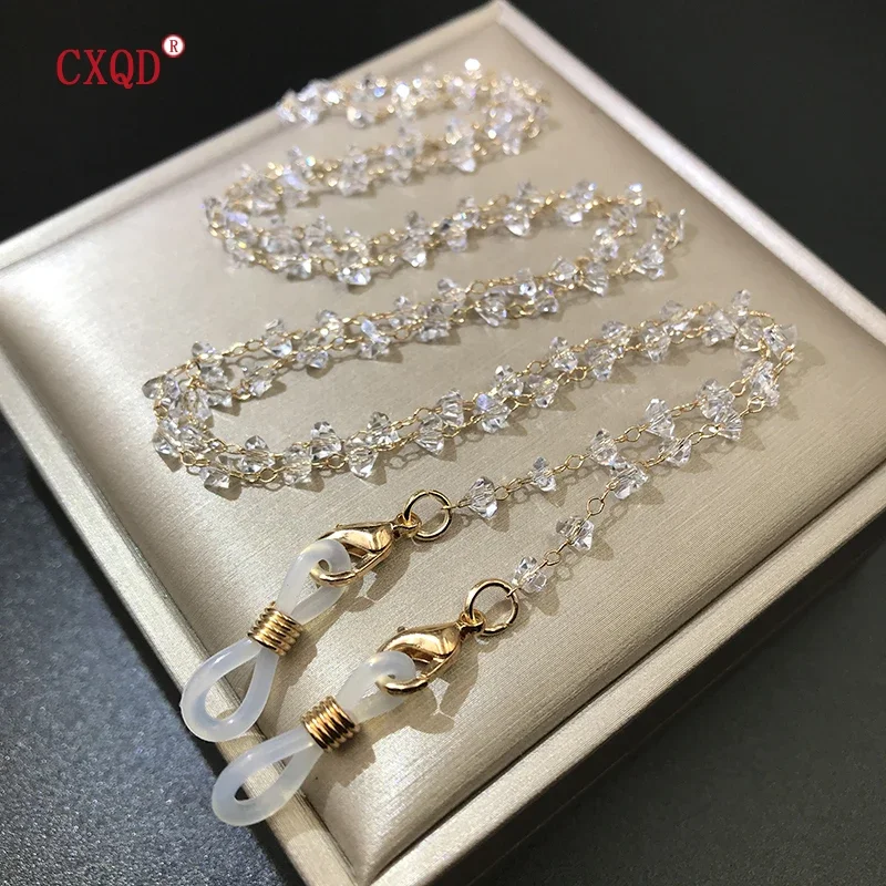Sunglasses Mask Chains For Women 4mm Triangle Crystal Beaded Eyeglasses Lanyard Glass Fashion Jewelry Hanging Neck Accessories