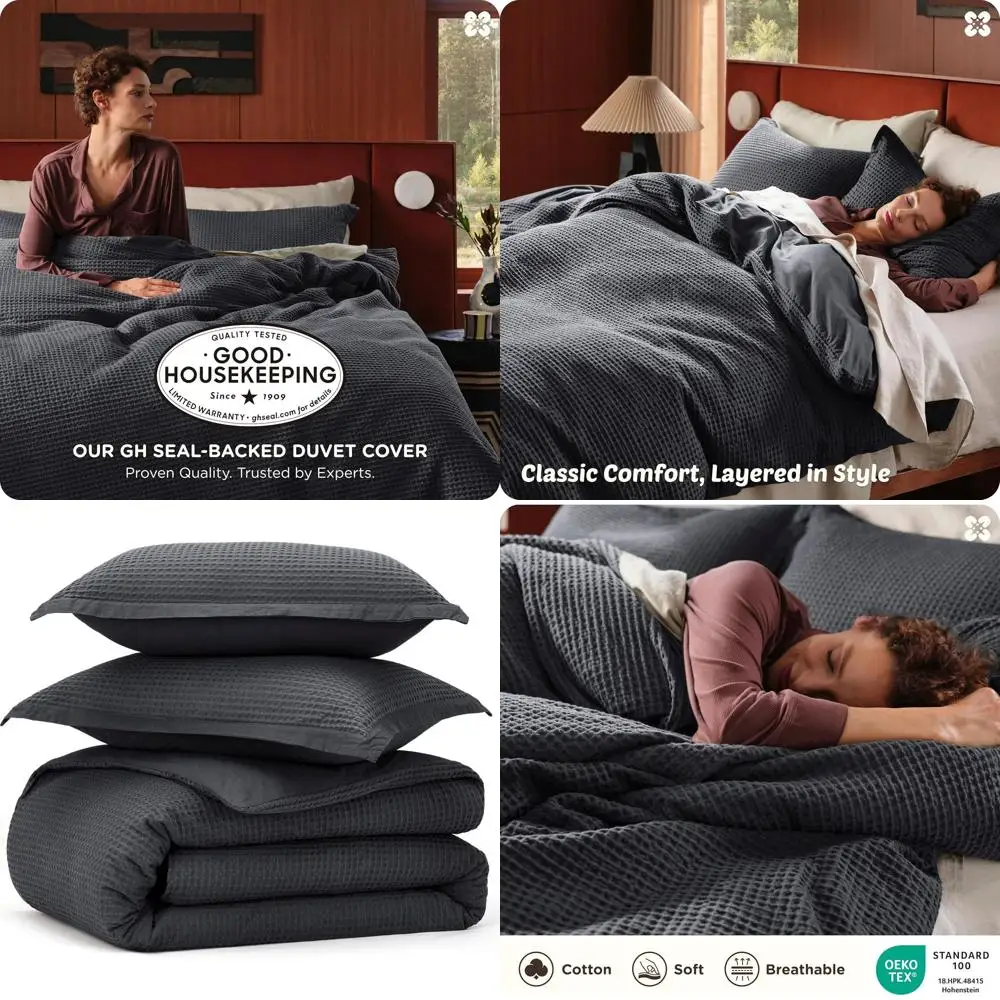 

Хлопковый пододеяльник, полный - 100% хлопок, комплект пододеяльников из вафельного угля, GentleSoft ™ и комплект дышащего постельного белья для всех сезонов