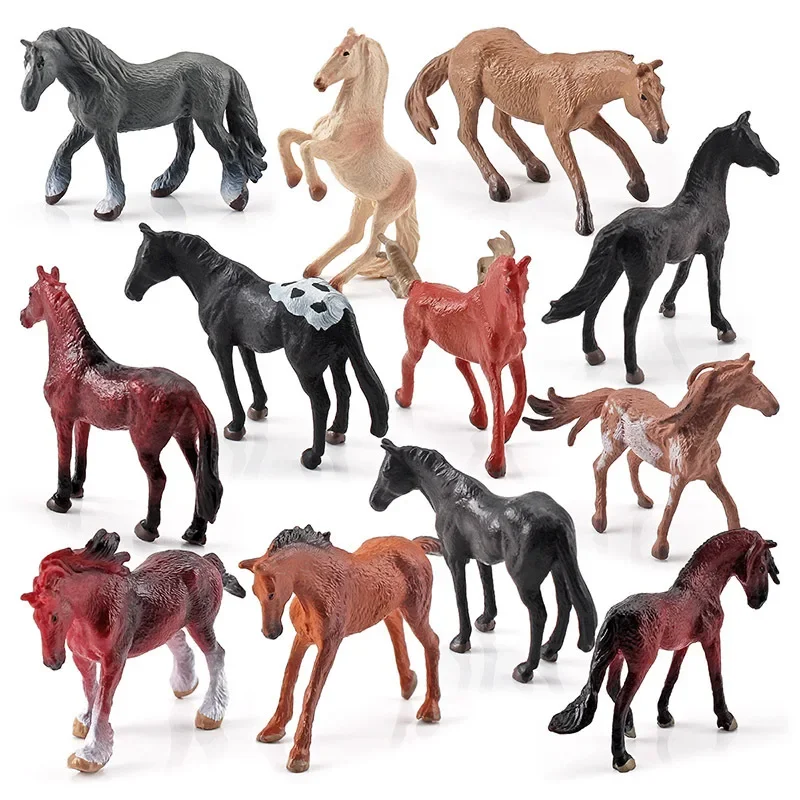 12 estilo simulação animal selvagem brinquedo de ação de plástico pvc modelo cavalo bebê figura coleção boneca brinquedo para crianças brinquedos educativos