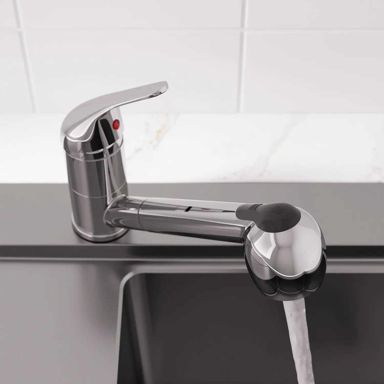 

Motorhome Pull Out Hot And Cold Faucet Set Caravan Chrome Mixer Tap Pull Out Spray Push Fit 12mm John Guest / Whale Tail