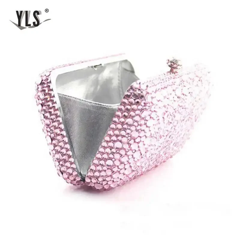 2024 New Torebki Damskie Renowned Designer Celebrity Luxury Party Banquet Diamond Pink Handbag Women\'s Cocktail Wedding Wallet