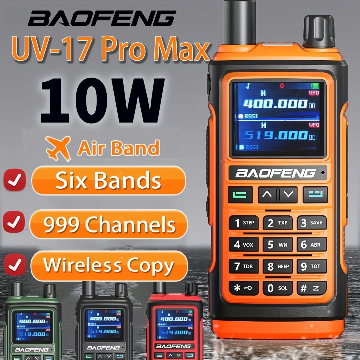 Baofeng UV17 Pro Max Walkie Talkie 999-kanałowe dalekiego zasięgu przenośne radioodtwarzaczowe FM/AM TypeC Charge Walkie Talkie