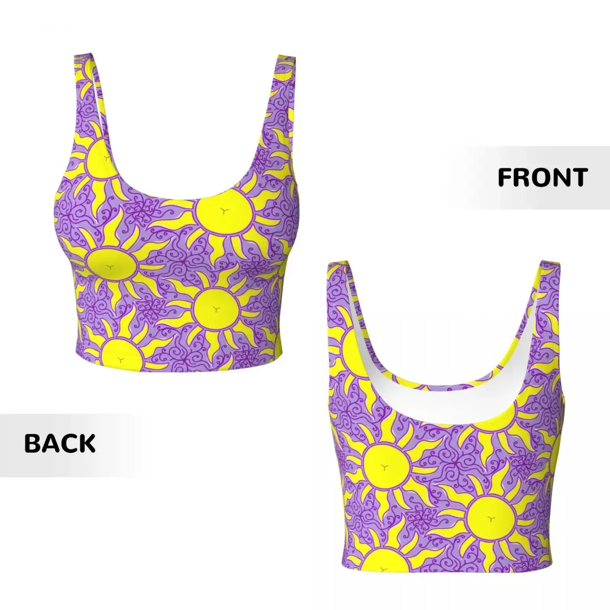 Custom Rapunzel Sun Lantern Women Sports Vest Bra Gym Workout High Impact Yoga Crop Tank Top