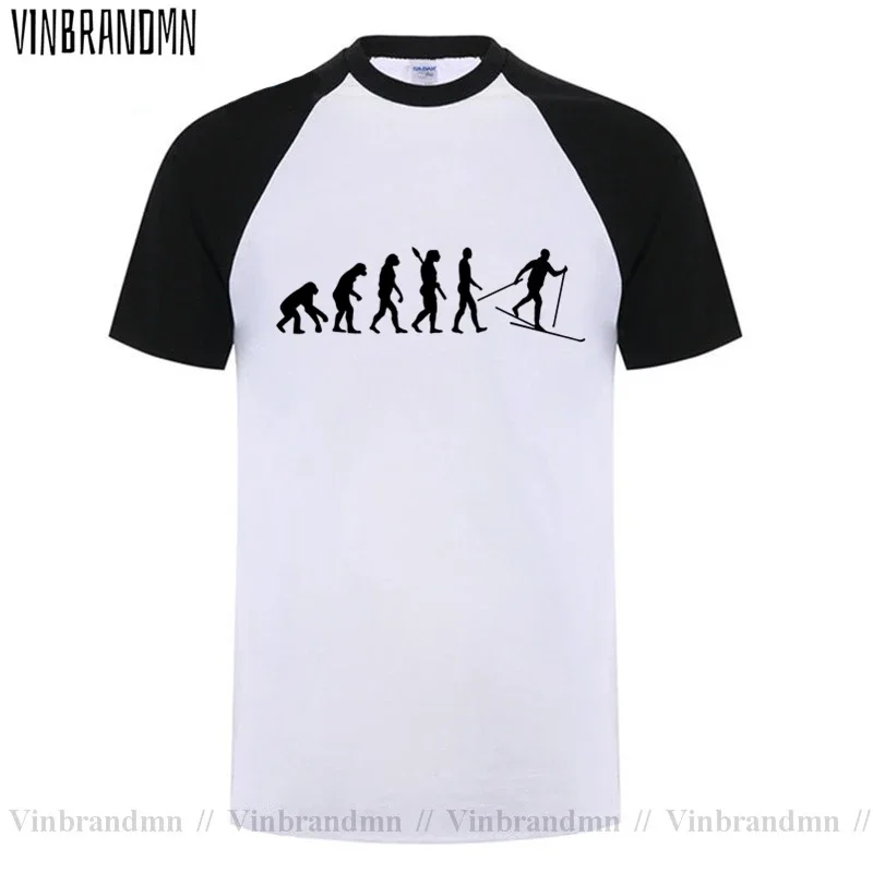 Cross-country Ski Evolution Funny Nordic Skiing T-shirt 2022 hot tees Top Summer Men's fashion T Shirt cheap wholesale