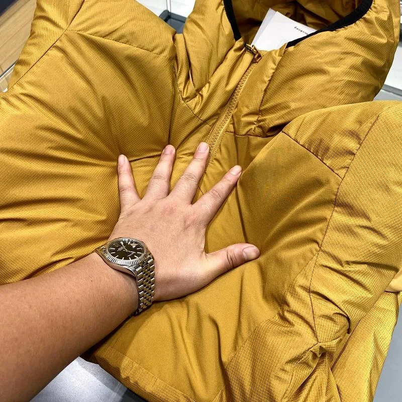 Dongjia في الهواء الطلق للرجال خفيفة الوزن aphene مقاوم للماء الدفء القطن Jaet الوقوف صالح Thiened طويل Sle مقنعين Faion