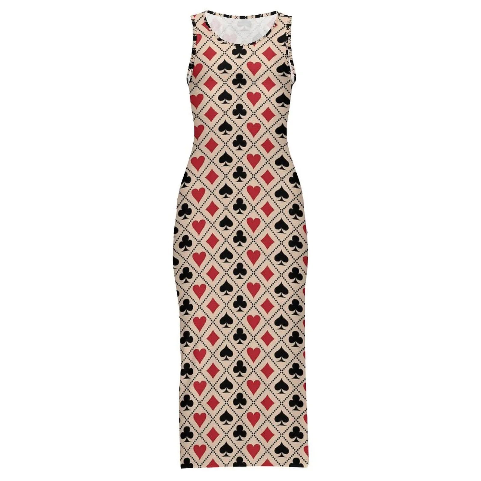 Dames speelkaarten jurk hart en club street fashion bodycon jurk zomer mouwloze vintage maxi jurken oversize vestidos