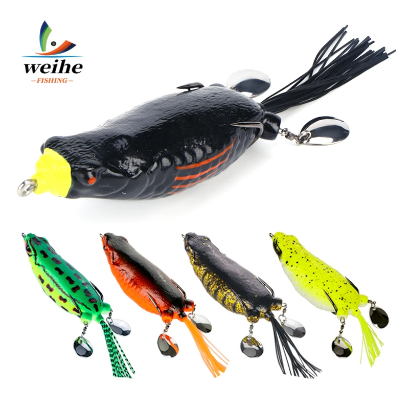 WEIHE 9cm25g rana gigante de seda de colores de doble pieza rana trueno modificada