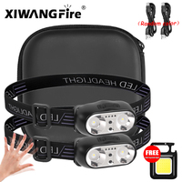 Mini Rechargeable Powerful Sensor Headlamp Fishing Camping USB Head Flashlight COB LED Head Light Torch Headlights Front Lantern