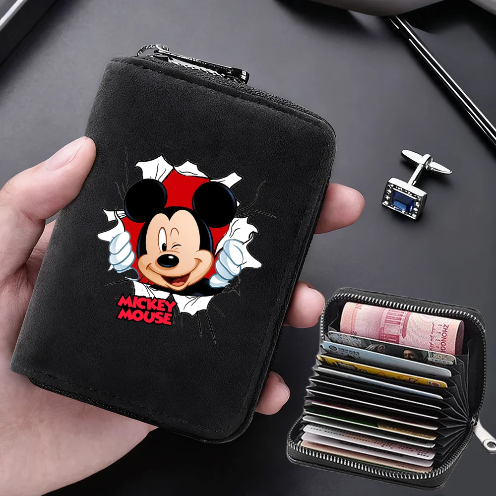 Mickey Minnie Mouse Anti Demagnetization Wallets Card Bag 11 Cards Slot Credit Card Holder Zipper Card Wallet Cards Cover