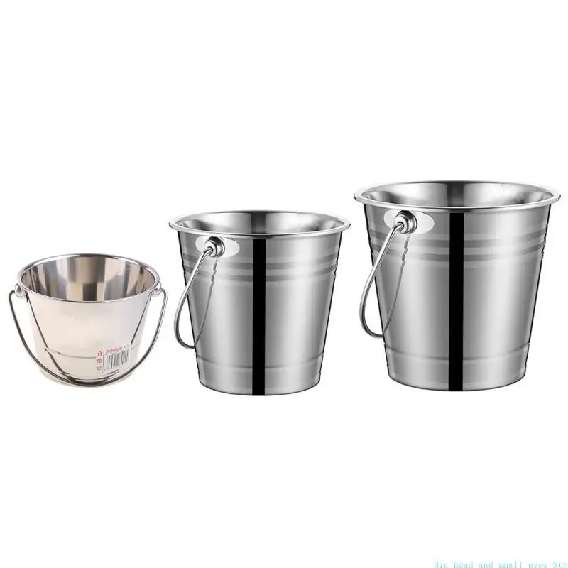 

581C Wine Beer Cooler Stainless Steel Ice Bucket for Beer Wine Party Supplies Portable Ice Chiller Cooler with Handle