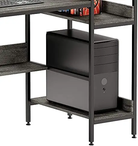 Computer tisch mit Regalen 47-Zoll-Leiter Schreibtisch Schlafzimmer Organisation für kleinen Raum reversible Bücherregal und unter Schreibtisch