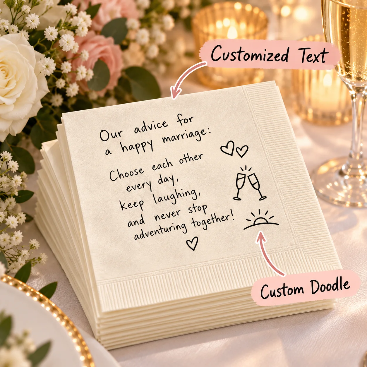 Personalized Personalized Wedding Napkins Custom Text Guest Advice Cards Doodle Paper Napkins for Wedding Bridal Shower Party - Aliexpress Deal