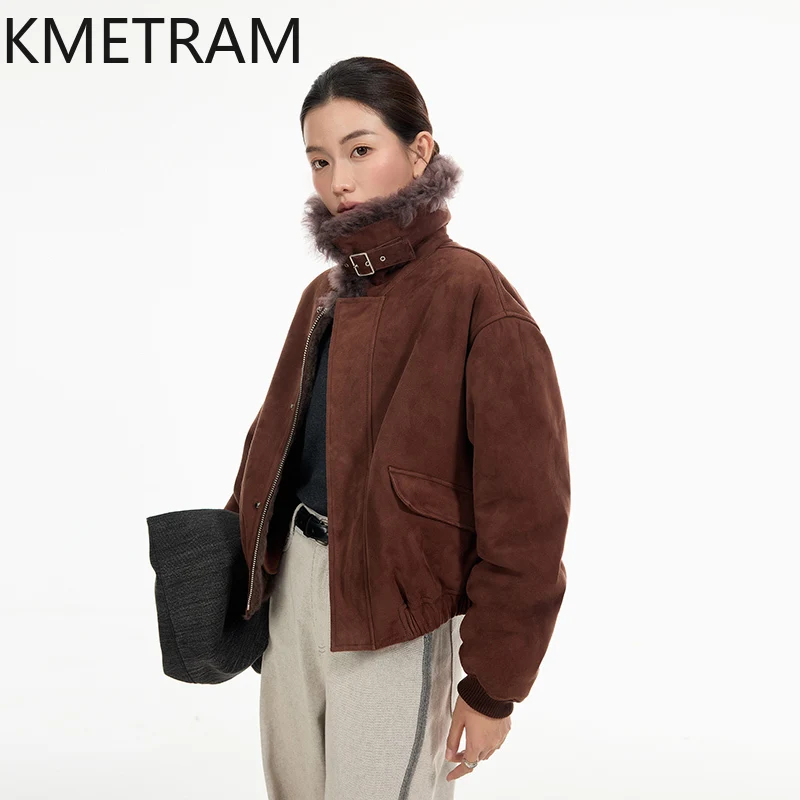 

Куртка из натуральной мериносовой шерсти из овчины, двусторонняя меховая куртка, женская короткая шуба из натурального меха, зимние кожаные куртки 2025 г., женская одежда шуба