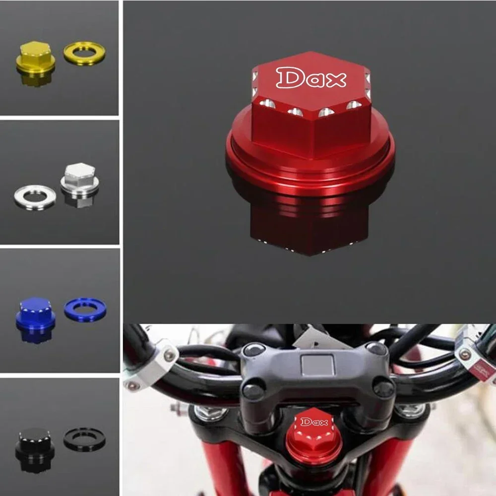 DAX LOGO 3D CNC HEX Steering Stem Nut Cap Washer Cover For Honda Monkey125 Dax125 MSX125 GROM 125 2018-2023