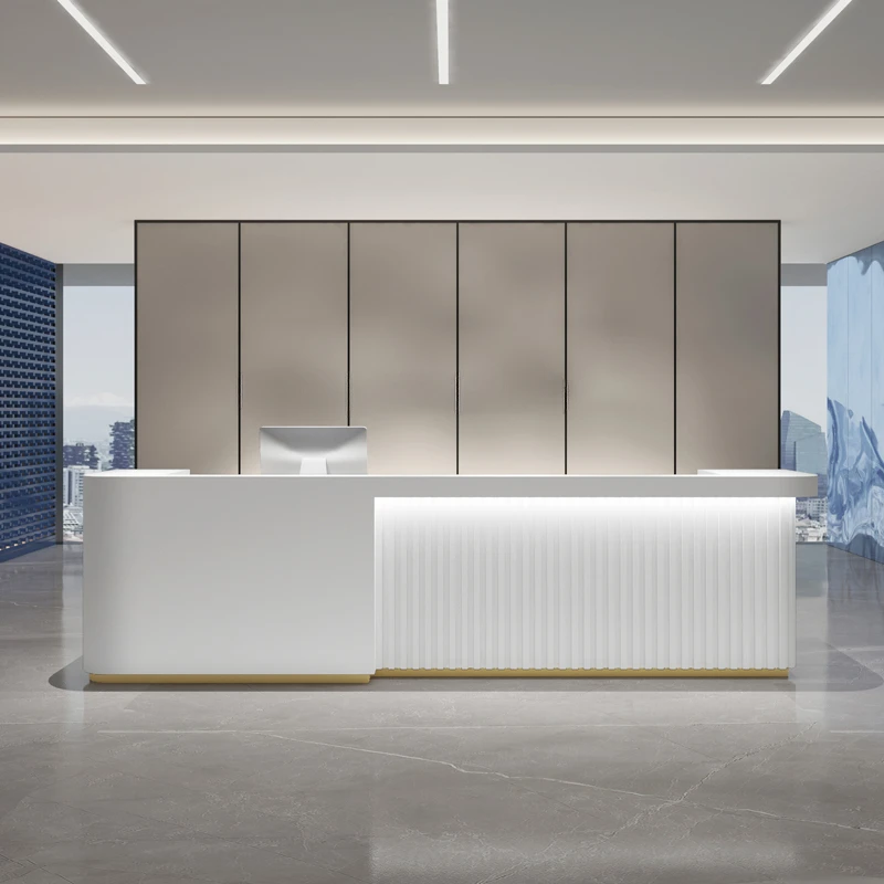 

Wave Reception Desk Irregular Counter Pulpitos Churches Salon Grocery Store Minimalist Church Pulpito Bancone Bar White Box