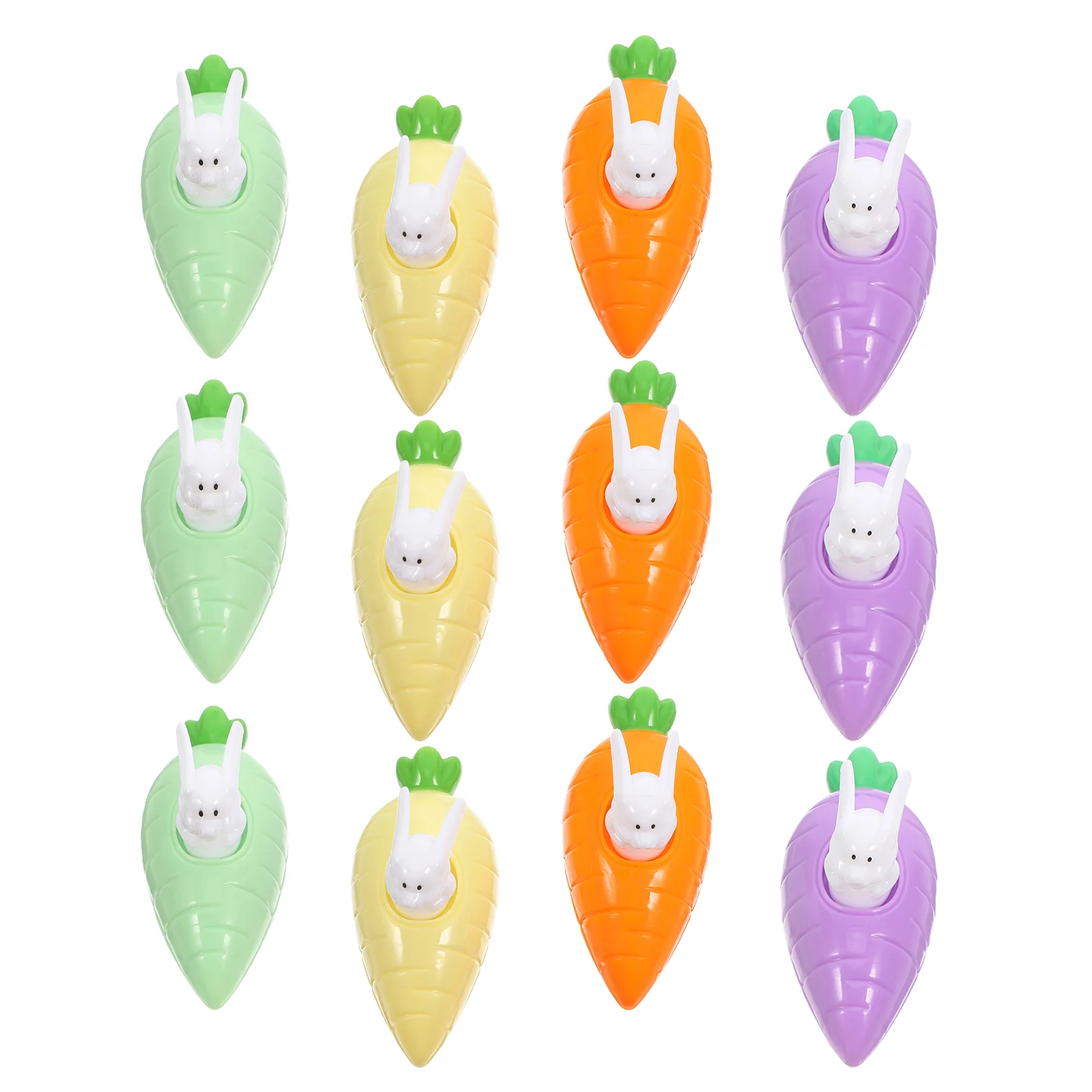 12-delig trek auto speelgoed baby cartoon push plastic traagheid kleine voertuigen kind Pasen thema wortel speelgoed compact licht