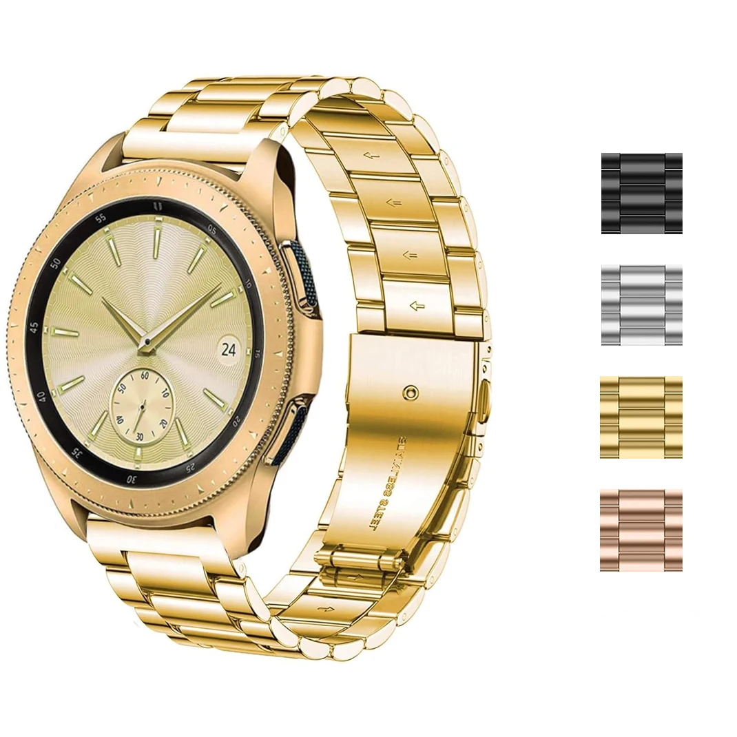 

20mm 22mm Stainless Steel Strap Classic Metal Band Three-bead Solid Metal Stainless Steel Bracelet for Samsung Galaxy Watch
