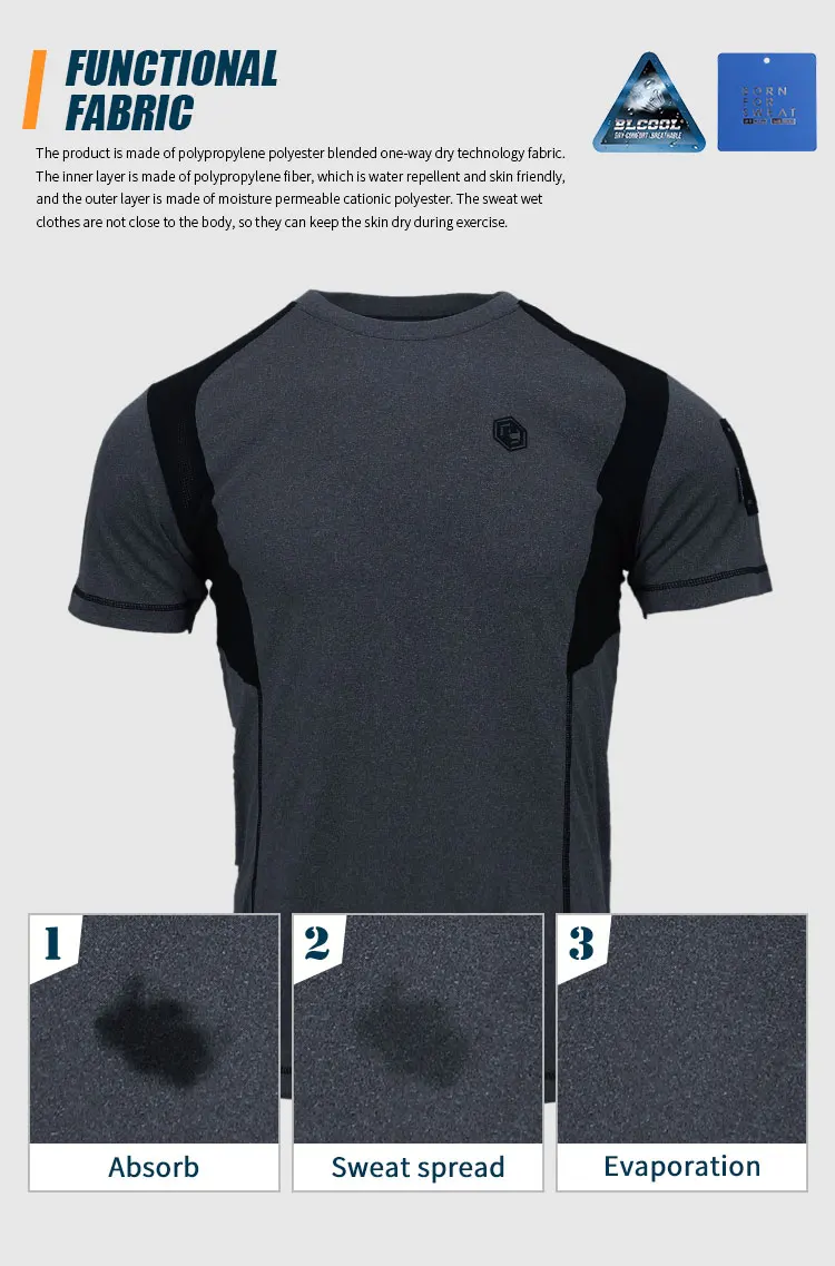 Emersongear Blue Label Tactical Shark Fin Funktionelles Sport-T-Shirt Kurzarm-Shirt Oberteil Feuchtigkeitsableitend Schnelltrocknend Leicht für Outdoor-Aktivitäten – Detail 6