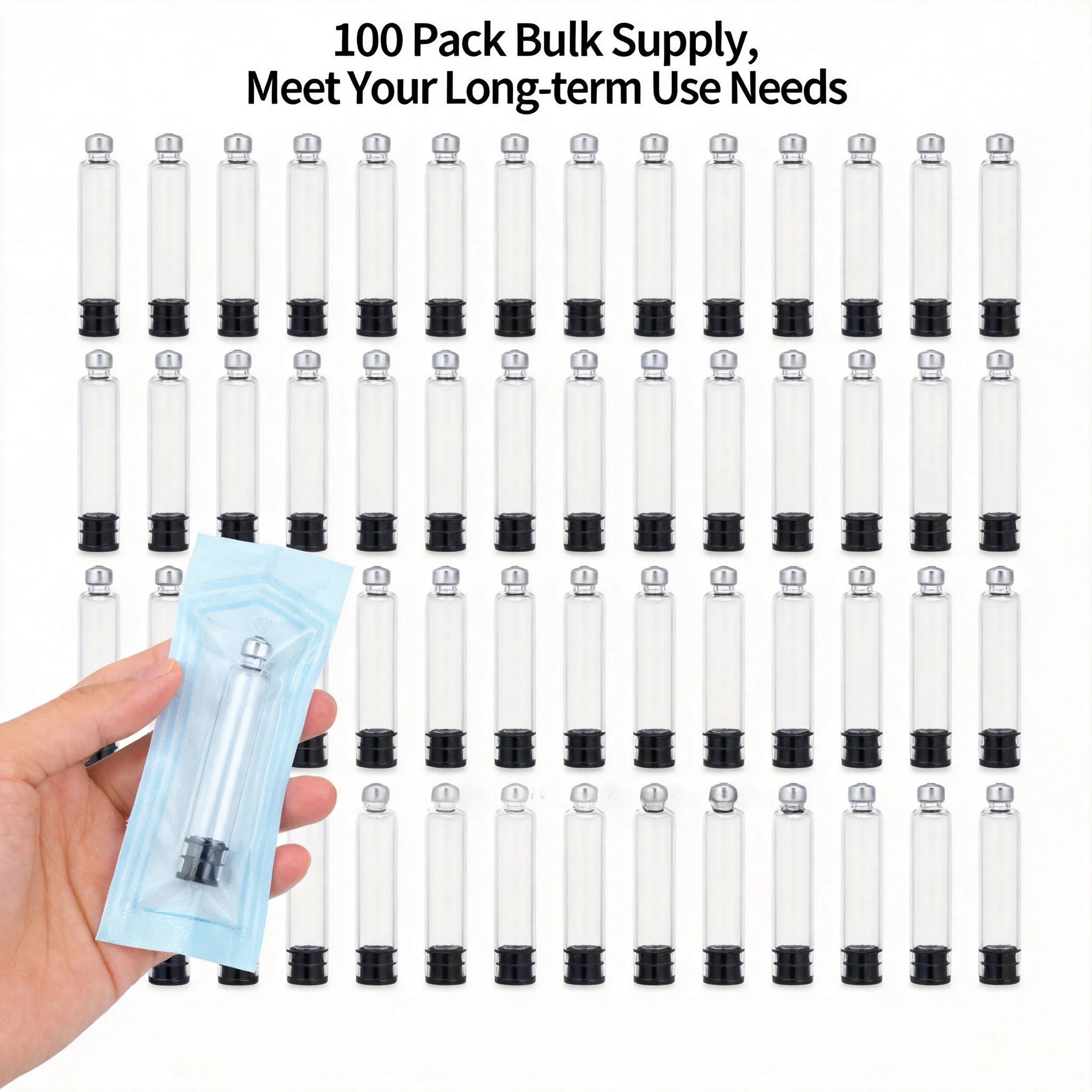 10‑100Pack 3ml 3cc Peptide Insulin Pen Cartridge,Individually Packed Glass Cartridges Compatible with Reusable Injection Pens