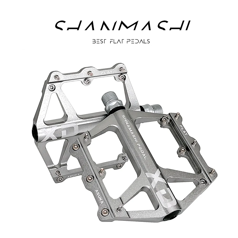 SHANMASHI XD Flat Mountain Bike Bearing Pedal Praying Mantis Green Surface Oxidized Palin MTB Bicycle Pedals Bicycle Accessories